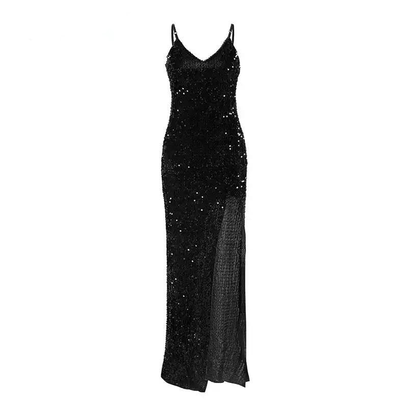 Spring Atmospheric Thin Strap Sequined One Piece Dress